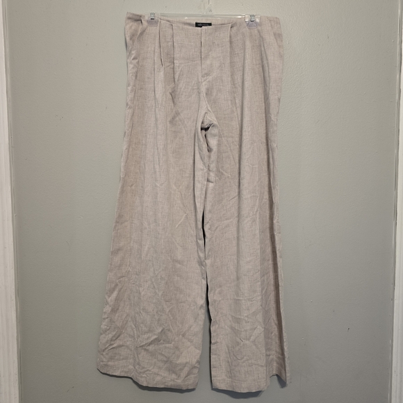 🌟 Women's Beige Linen Wide-Leg Pants - Picture 3 of 7